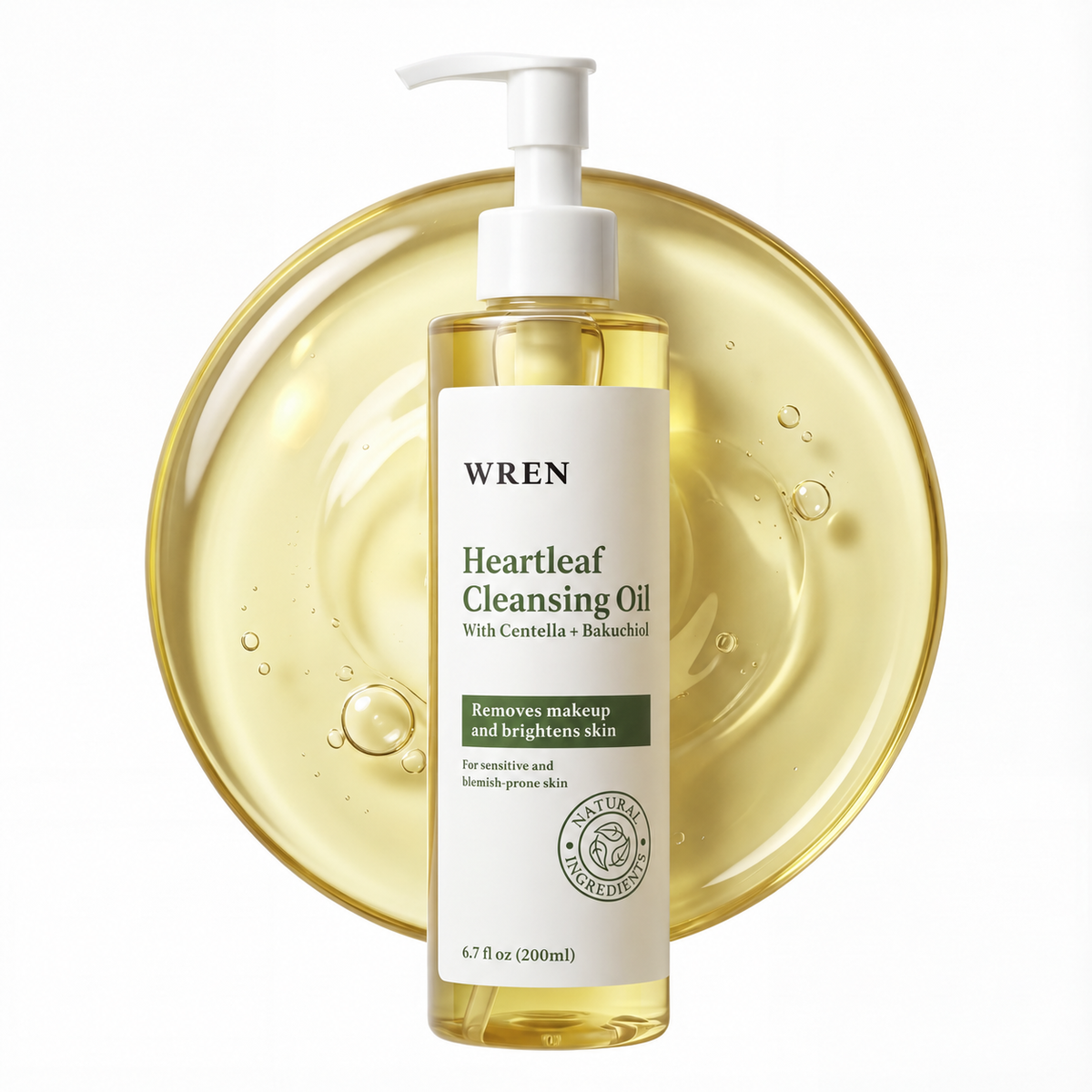 Wren Heartleaf Cleansing Oil, Face Oil Cleanser for Makeup Removal, Blackhead & Pore Care, Skincare for Sensitive Skin, Brightens Skin